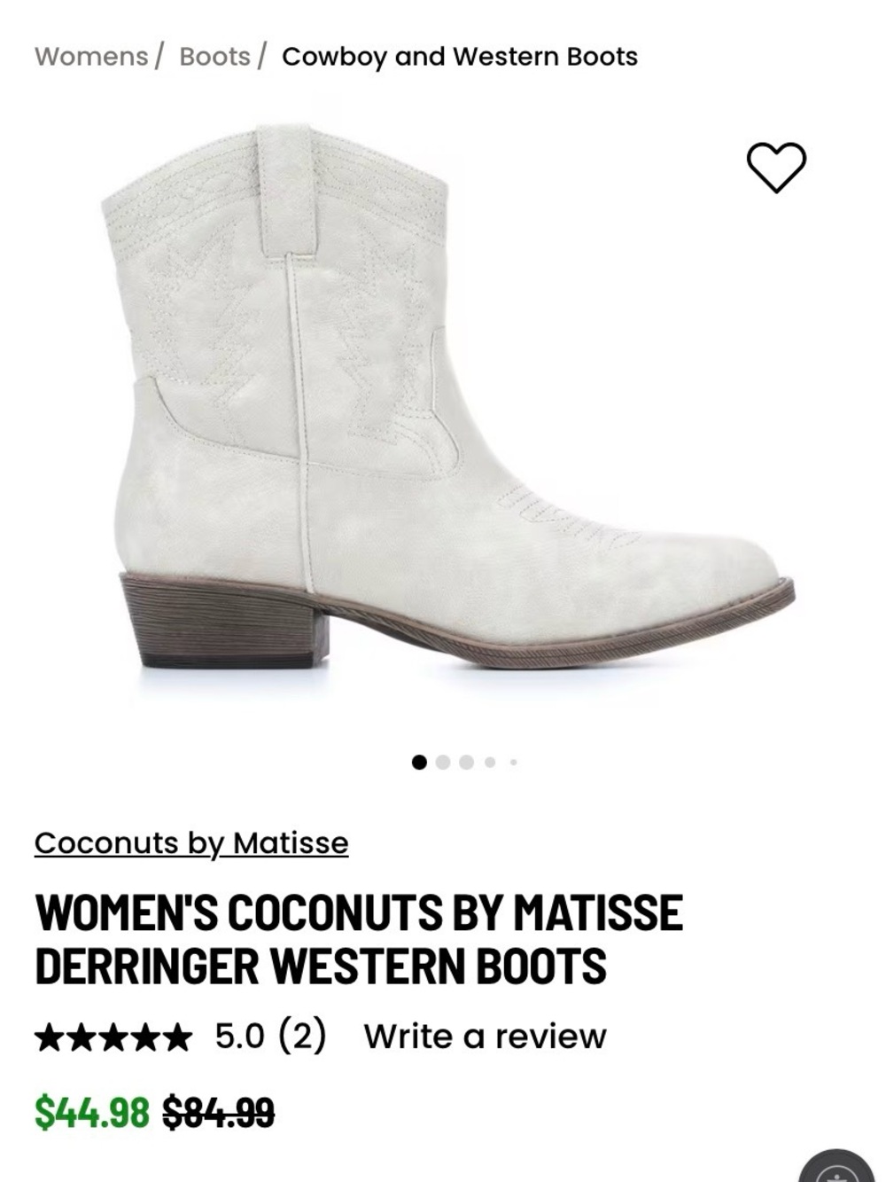 Coconuts by Matisse White Textured Western Ankle Boots